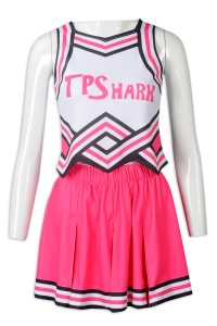 CH206 custom sleeveless cheerleading suit skirt design printing LOGO pleated skirt cheerleading suit contrast cheerleading clothing garment factory  glee cheerios uniform  elite cheer uniforms front view